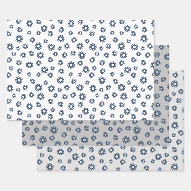 Blue winter snowflakes wrapping paper sheets (Set)
