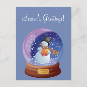 Blue Winter Snowglobe Custom Holiday Postcard
