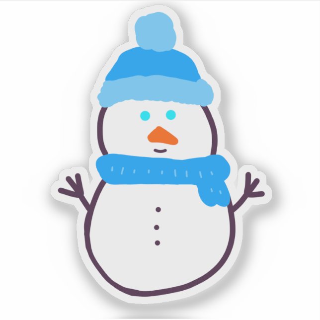 Blue Winter Snowman  Sticker (Front)