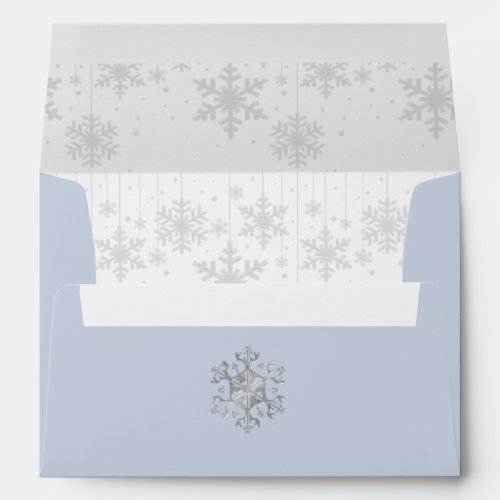 Blue Winter SnowWedding Invitation Envelope