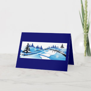 Blue Winter Spelndor Holiday Card