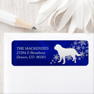 Blue Winter St Bernard Return Address Label
