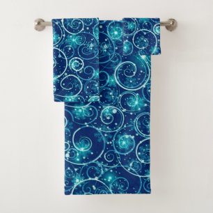 Blue Winter Swirl Bath Towel Set