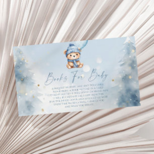 Blue Winter Teddy Bear Baby Shower Books For Baby Enclosure Card