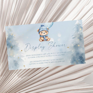 Blue Winter Teddy Bear Baby Shower Display Shower Enclosure Card