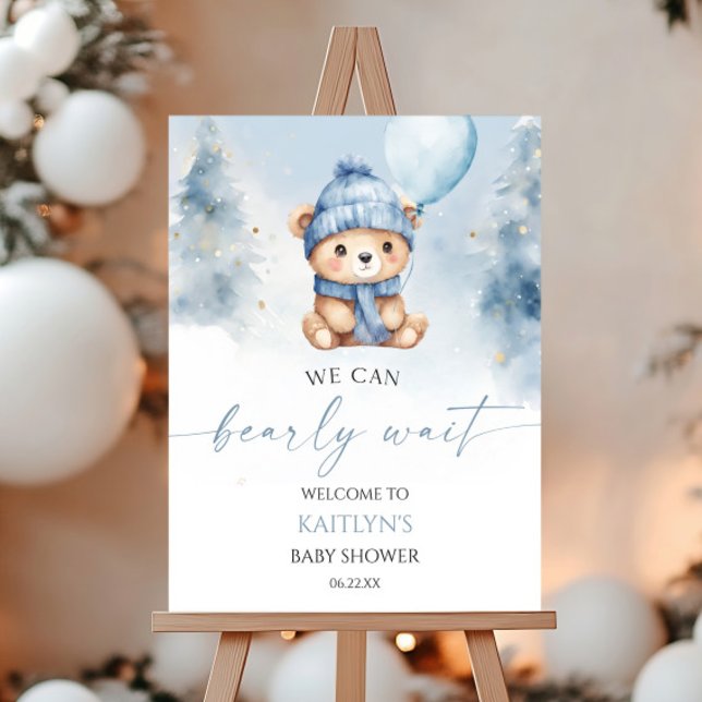 Blue Winter Teddy Bear Baby Shower Welcome Sign (Creator Uploaded)