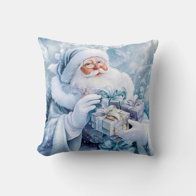 Blue Winter Throw Pillow (Front)