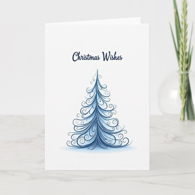 Blue Winter Tree Card (Front)
