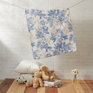 Blue Winter Vintage Flower Pattern Baby Blanket
