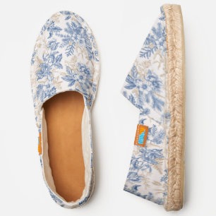 Blue Winter Vintage Flower Pattern Espadrilles