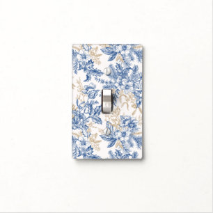 Blue Winter Vintage Flower Pattern Light Switch Cover