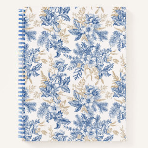 Blue Winter Vintage Flower Pattern Notebook