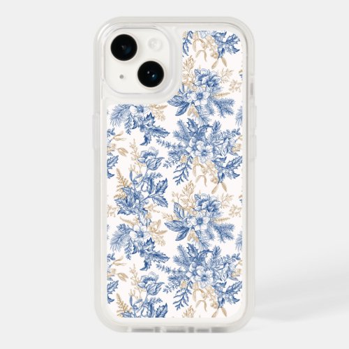 Blue Winter Vintage Flower Pattern OtterBox iPhone 14 Case