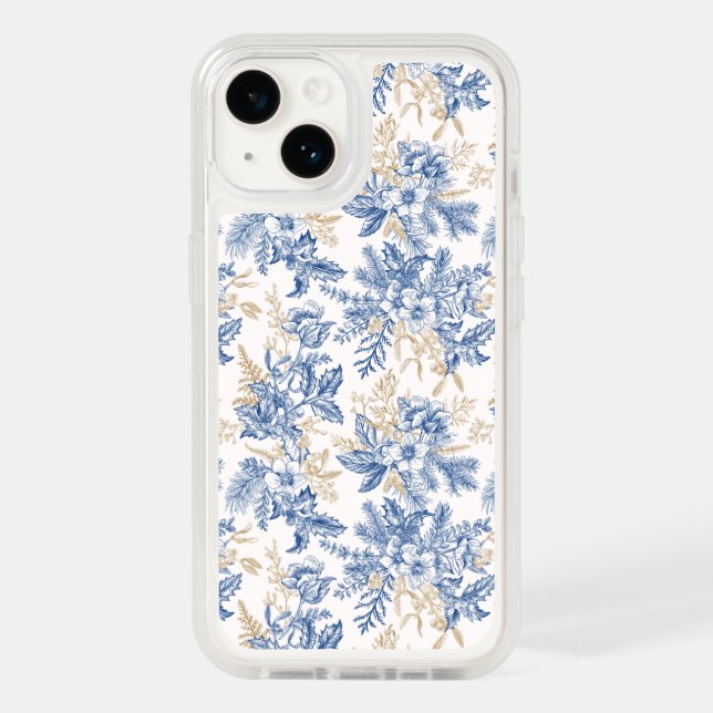 Blue Winter Vintage Flower Pattern Otterbox iPhone Case (Back)