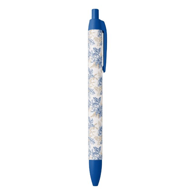 Blue Winter Vintage Flower Pattern Pen (Bottom (Vertical))