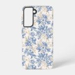 Blue Winter Vintage Flower Pattern Samsung Galaxy S21 Case