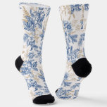 Blue Winter Vintage Flower Pattern Socks