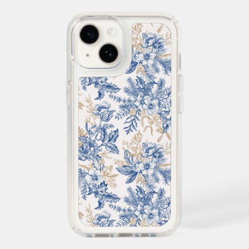 Blue Winter Vintage Flower Pattern Speck iPhone 14 Case