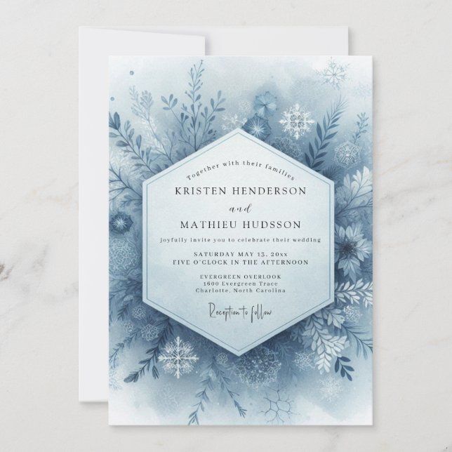 Blue Winter Wedding Invitation (Front)