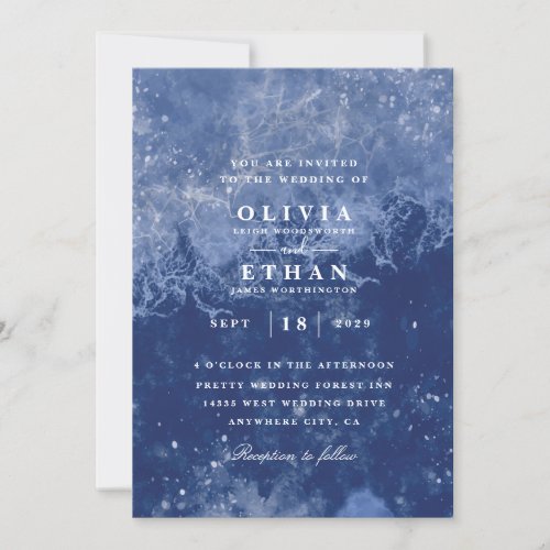 Blue winter wedding invitations