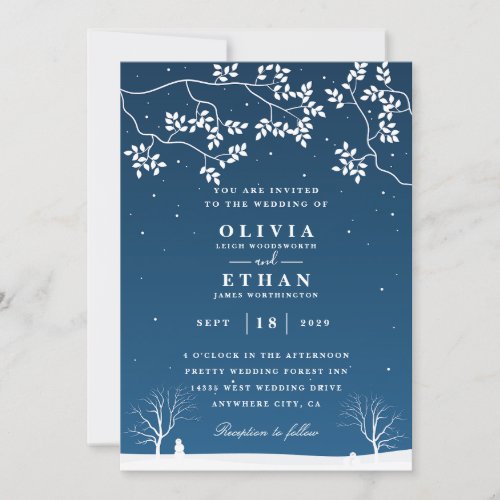 Blue winter wedding invitations