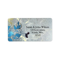 blue winter wedding leaves return address label