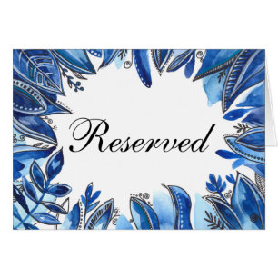 Blue winter wedding. Navy floral reserved sign Cards