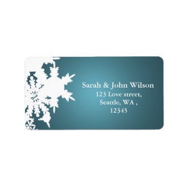 blue winter wedding snowflake return address label