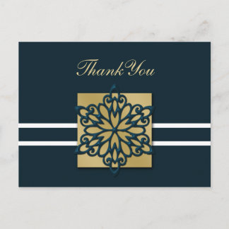 blue winter wedding Thank You Postcard