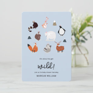 Blue Winter Wild Jungle Safari Animal Baby Shower  Invitation