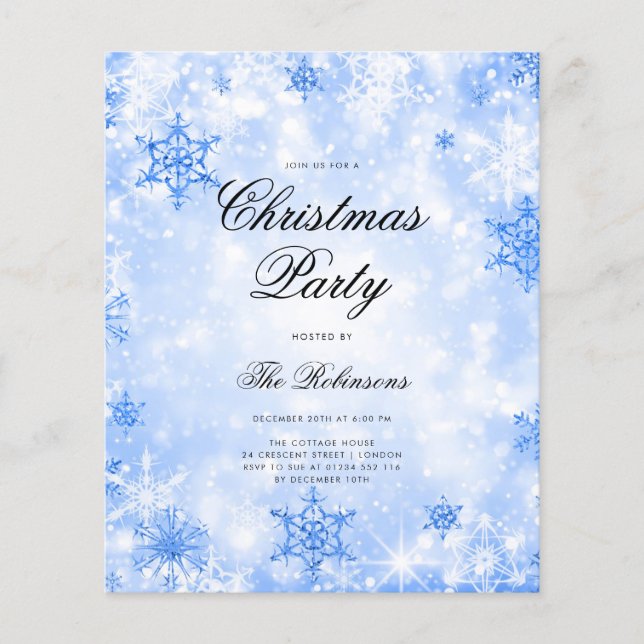 Blue Winter Wonder Holiday Invite Program & Menu Flyer (Front)