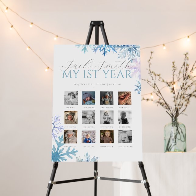 Blue Winter Wonderland 12 Months Milestone Foam Board (In Situ (Stand))