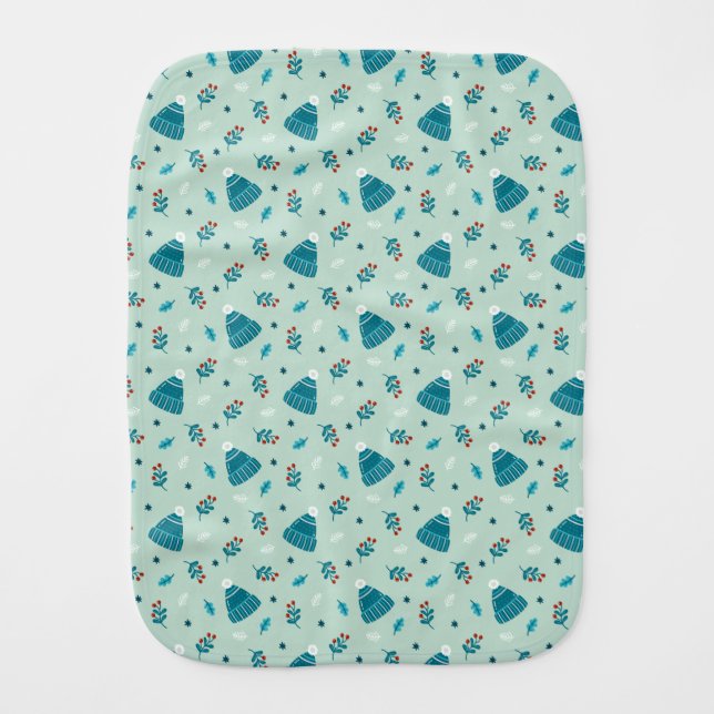 Blue Winter Wonderland Baby Burp Cloth (Front)