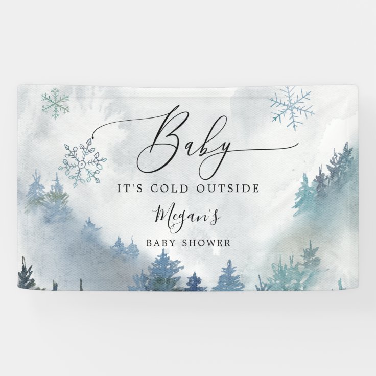 Blue Winter Wonderland Baby Shower Banner | Zazzle