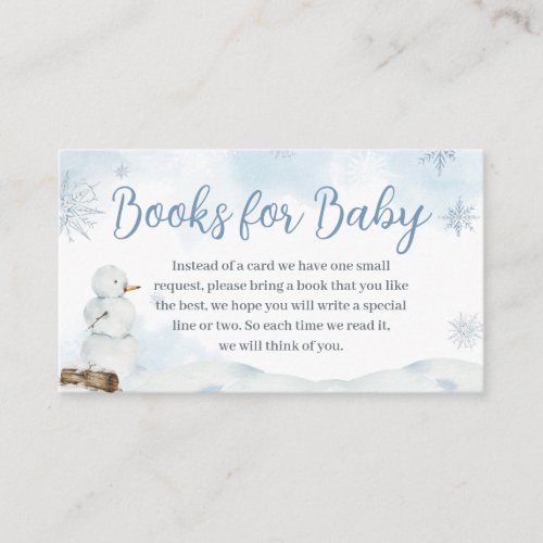 Blue Winter Wonderland Baby Shower Books for Baby Enclosure Card