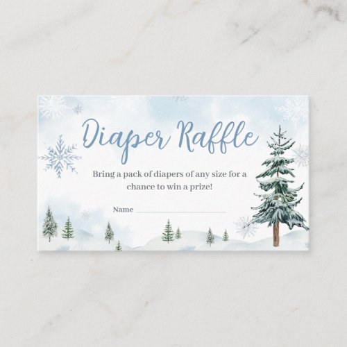Blue Winter Wonderland Baby Shower Diaper Raffle Enclosure Card