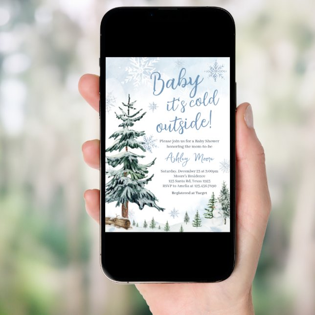Blue Winter Wonderland Baby Shower  Invitation (Front Digital)
