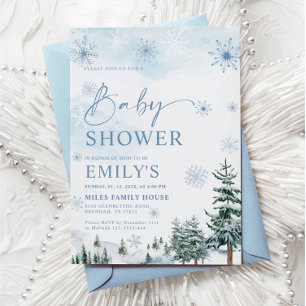 Blue Winter Wonderland Baby Shower Invitation