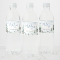 Blue Winter Wonderland Baby Shower  Water Bottle Label