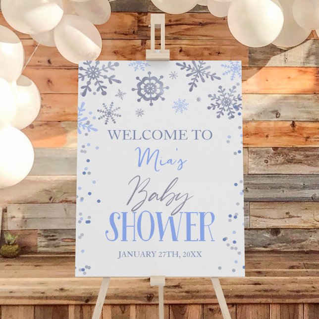 Blue Winter Wonderland Baby Shower Welcome Sign (Creator Uploaded)