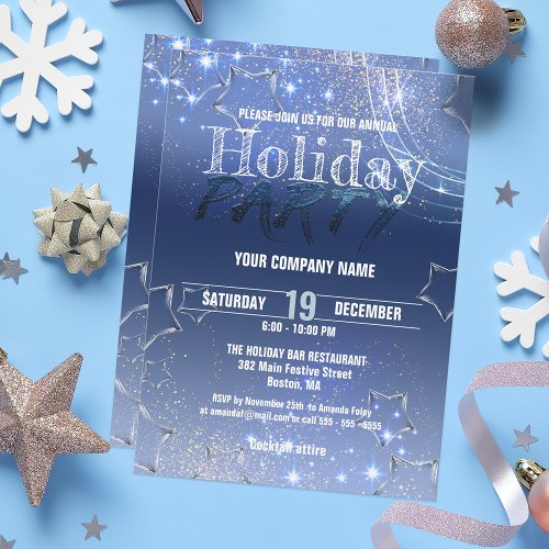 Blue Winter Wonderland Business Christmas Party Invitation