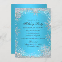 Blue Winter Wonderland Christmas Holiday Party Invitation