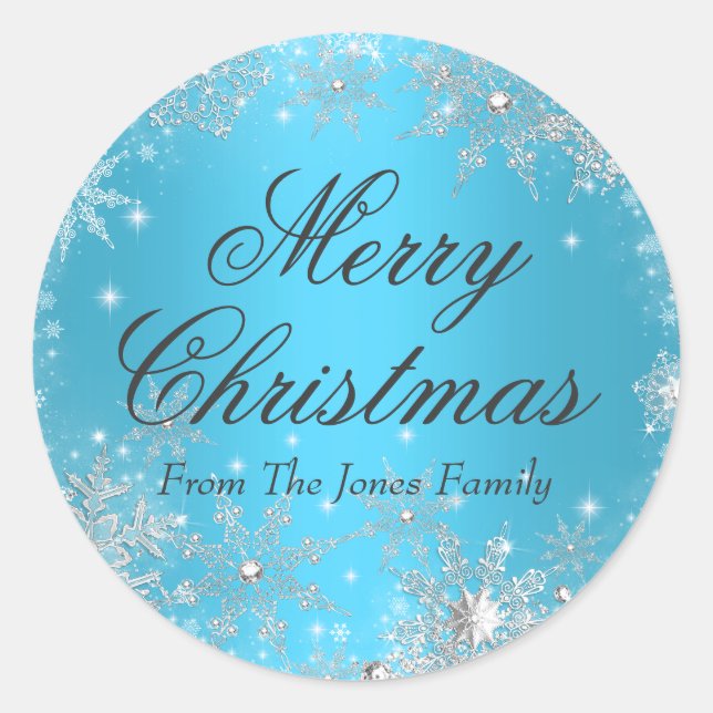 Blue Winter Wonderland Christmas Holiday Sticker (Front)