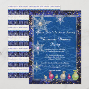 Blue Winter Wonderland Christmas Ornament Invitation