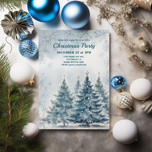Blue Winter Wonderland Christmas Party Invitation