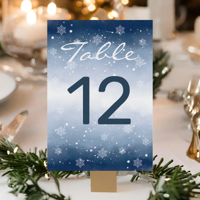 Blue Winter Wonderland Christmas Wedding  Table Number (Creator Uploaded)