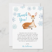 Blue Winter Wonderland Deer Baby Shower Thank You Card