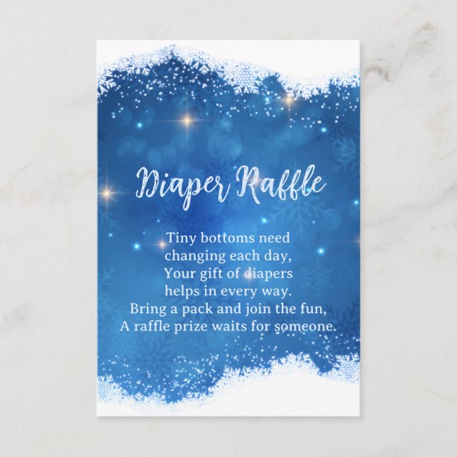 Blue Winter Wonderland Diaper Raffle Card (Front)