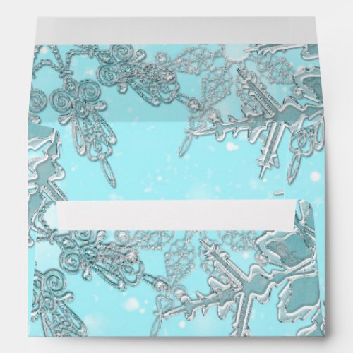 Blue Winter Wonderland Elegant Snowflakes Wedding Envelope