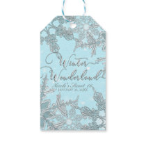 Blue Winter Wonderland Elegant Snowflakes Wedding Gift Tags